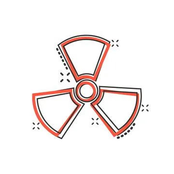 Nuclear radiation icon in comic style. Radioactivity cartoon vector illustrat Stock Illustration