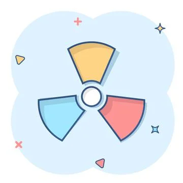 Nuclear radiation icon in comic style. Radioactivity cartoon vector illustrat Stock Illustration