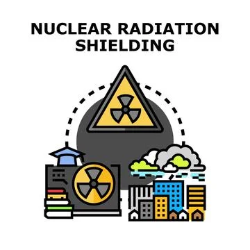 Nuclear radiation shielding protecting urban environment concept Stock Illustration
