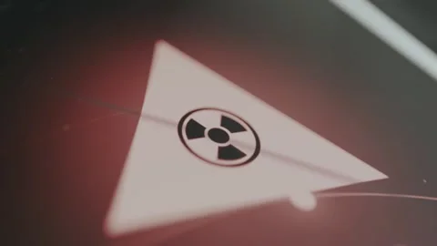 Nuclear Radiation Warning Symbol Cinematic Screen Detail Stock Footage 330653905