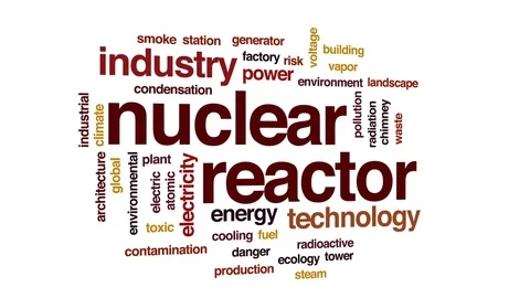 Nuclear reactor animated word cloud, text design animation. Stock Footage 80604238