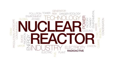 Nuclear reactor animated word cloud, text design animation. Kinetic typography. Stock Footage 80933127