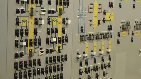 Nuclear reactor control unit at a nuclear power plant Stock Footage 313809186