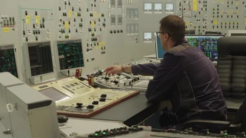  Nuclear reactor control unit at a nuclear power plant Stock Footage 313809193