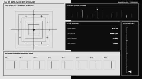Nuclear Reactor Core Alignment HUD Seamless Loop Stock Footage 342285426