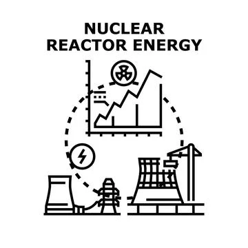 Nuclear reactor energy generating process concept Stock Illustration