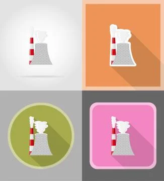 Nuclear reactor flat icons vector illustration Stock Illustration