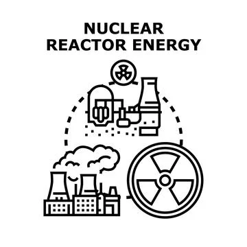 Nuclear reactor generating power electricity production concept Stock Illustration