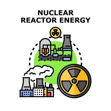 Nuclear reactor generating power electricity production concept Stock Illustration