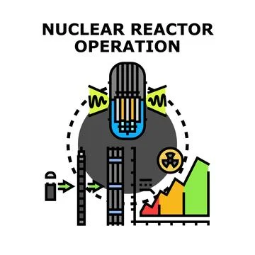 Nuclear reactor operating process producing power generation Stock Illustration