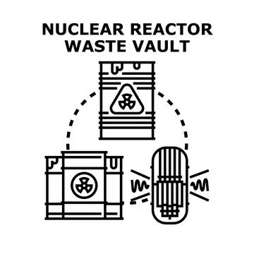 Nuclear reactor waste vault managing radioactive materials concept Stock Illustration