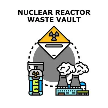 Nuclear reactor waste vault storing radioactive material Stock Illustration