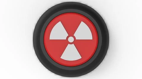 Nuclear red button isolated 3d illustration render 스톡 일러스트