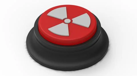 Nuclear red button isolated 3d illustration render 스톡 일러스트
