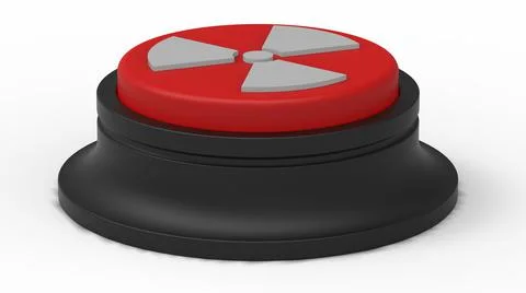 Nuclear red button isolated 3d illustration render 스톡 일러스트