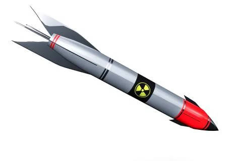 Nuclear rocket fall down. 3D rendering Stock Illustration