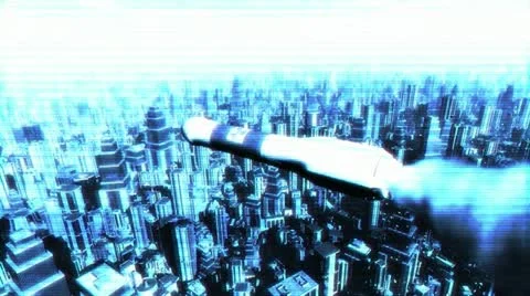 Nuclear Rocket Hits Metropolis 3 720 Stock Footage 22219872