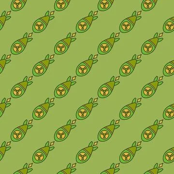 Nuclear Rocket vector concept colored seamless pattern. Missile background Illustrazione stock