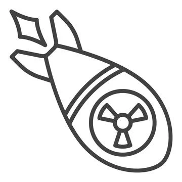 Nuclear Rocket vector concept line icon - Atomic Bombshell outline sign Stock Illustration