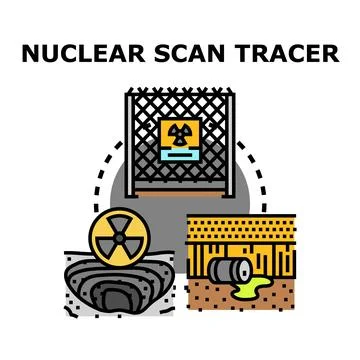 Nuclear scan tracer detecting radioactive pollution contamination Stock Illustration