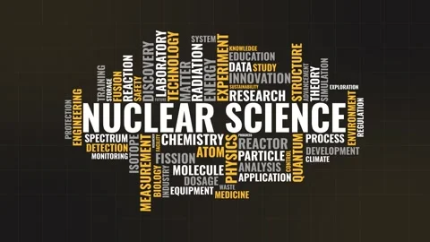Nuclear science word cloud animation with physics and chemistry terminology.. Stock-Footage 341665408
