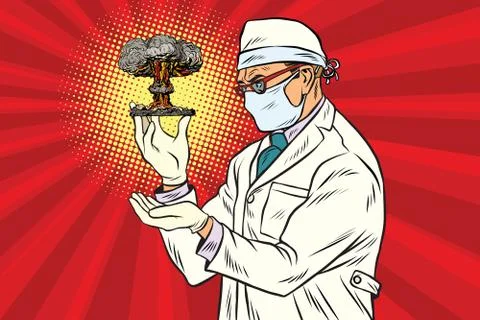 Nuclear scientist and atomic bomb イラスト素材