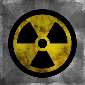 Nuclear sign with dark sun rays emanating from the symbol Stockillustratie