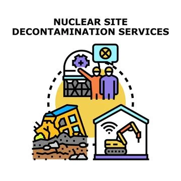 Nuclear site decontamination services concept vector illustration Stock Illustration