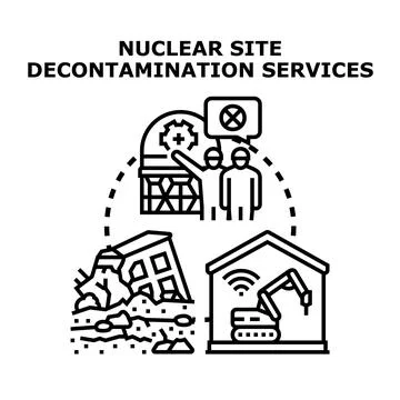 Nuclear site decontamination services concept vector illustration Stock Illustration