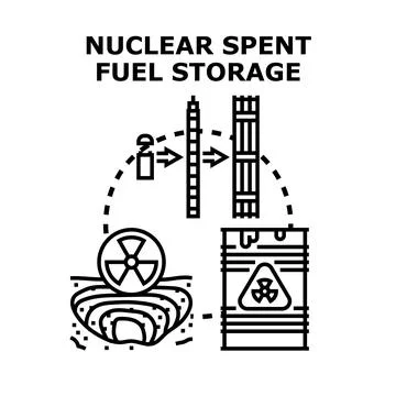 Nuclear spent fuel storage process and waste disposal Illustrazione stock