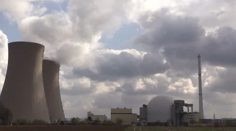 Nuclear station against the sky Stock Footage 37168743