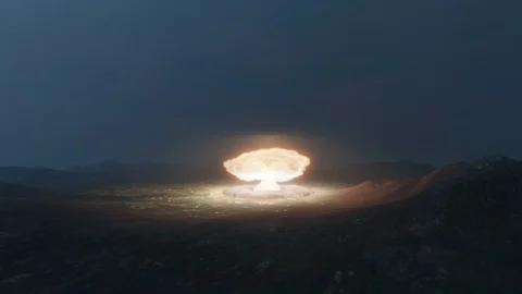 Nuclear Strike on a Major City Causes Huge Mushroom Cloud Stock Footage
