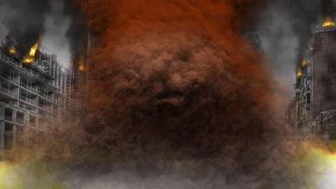 Nuclear Strike Smoke - Atomic Bomb Stock Footage 98488298