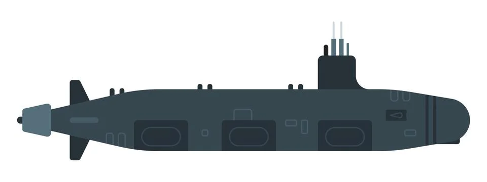 Nuclear submarine vector flat icon isolated Stock Illustration