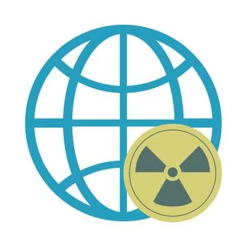Nuclear symbol caution with sphere planet Ilustración de archivo