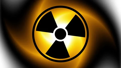 Nuclear symbol flashing icon looping viseo.4k Stock Footage 253134848