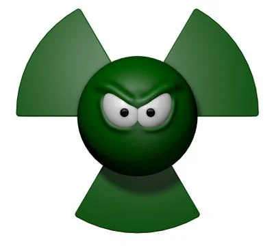Nuclear symbol with grim comic face - 3d illustration Stock Illustration