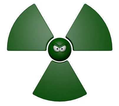 Nuclear symbol with grim comic face - 3d illustration Stock Illustration