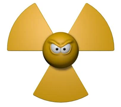 Nuclear symbol with grim comic face - 3d illustration Stock Illustration