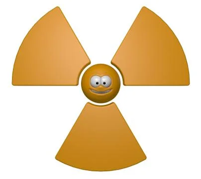Nuclear symbol with grin comic face - 3d illustration Stock Illustration