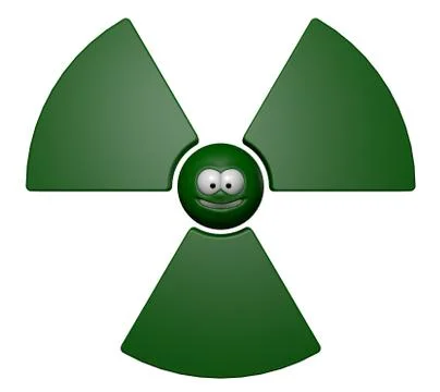 Nuclear symbol with grin comic face - 3d illustration Stock Illustration