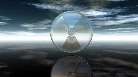 Nuclear symbol under cloudy sky - 3d illustration Stock-Illustration