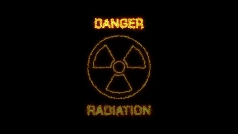 The nuclear symbol is a warning of nuclear radiation danger. Stock Footage 317430649