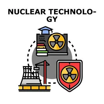 Nuclear technology concept showing power generation and safety Stock Illustration