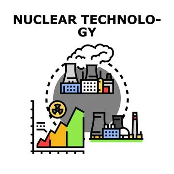 Nuclear technology developing power plant infrastructure development Stock Illustration