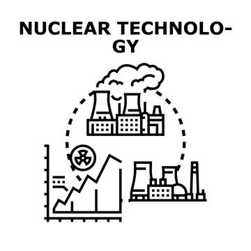 Nuclear technology developing power plant infrastructure development Stock Illustration