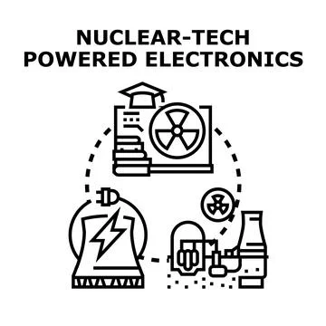 Nuclear technology powering electronic devices concept illustration Stock Illustration