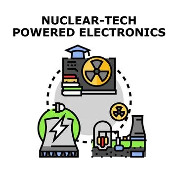 Nuclear technology powering electronic devices concept illustration Stock Illustration