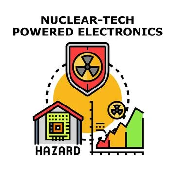 Nuclear technology powering electronics and related hazards analysis Stock Illustration