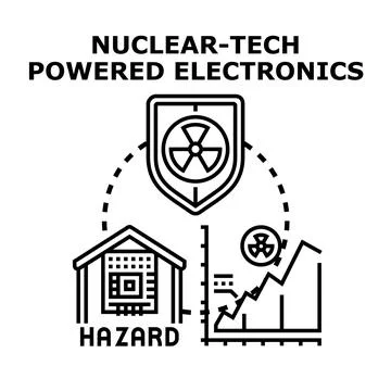 Nuclear technology powering electronics and related hazards analysis Stock Illustration